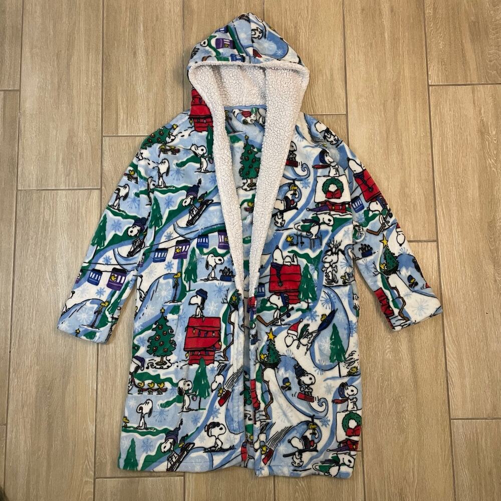 Vera Bradley Peanuts Snoopy Hooded Sherpa Robe Women S M Cozy Plush Lounge
